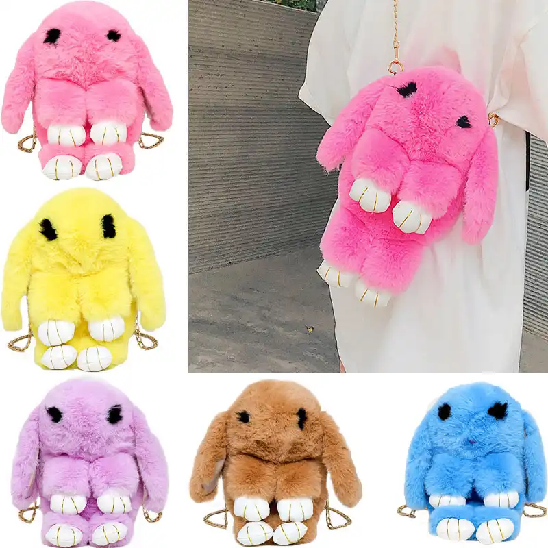 Borsa a Tracolla per Bambini Bunny Cartoon Zaino in Peluche a Spalla Fluffy Rabbit Fur Chain Bag Female Borsa a Tracolla per Bambini Bunny Cartoon Zaino in Peluche a Spalla Fluffy Rabbit Fur Chain Bag Female