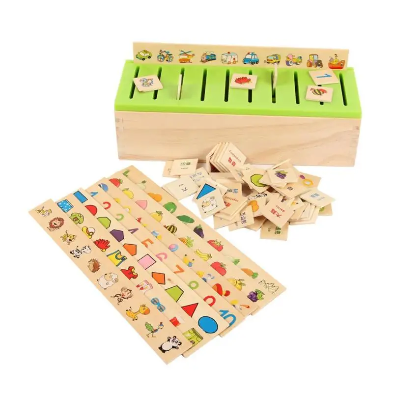 Дошкольное Монтессори деревянное создание мультфильм головоломка раннее образование игрушка Дети интеллект обучения классификация детские игрушки