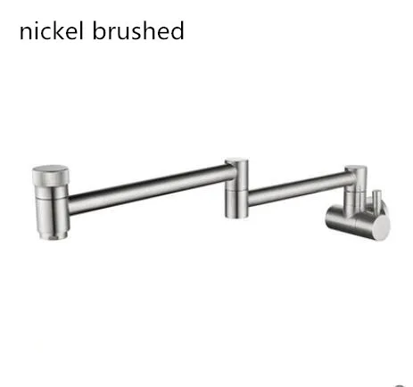 nickel brushed Складной кран и смеситель для кухонной раковины латунный черный/никель/хром законченный одиночный холодный настенный складывающийся таз кран один холодный - Цвет: nickel brushed