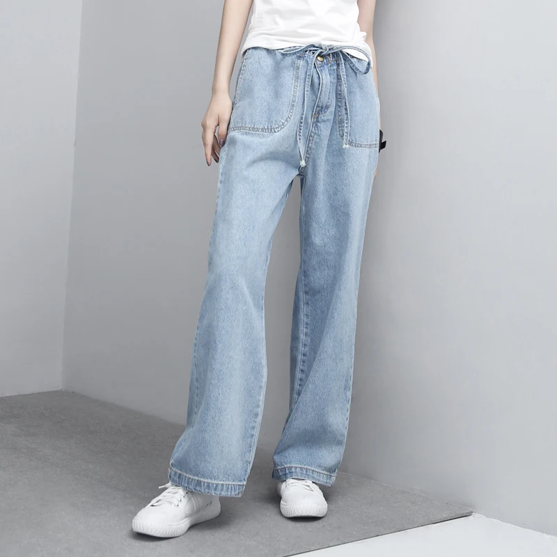 

2017 New Fashion Jeans Woman Easy Random Leisure Time Directly Canister Cowboy Jeans Waist Leg Pants