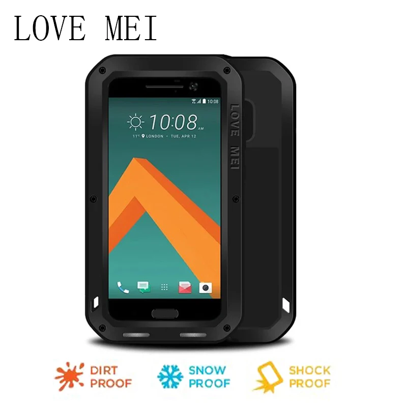 imágenes para Amor Mei Para HTC 10 Gorilla Glass Resistente Al Agua A Prueba de Golpes Cubierta de la Caja de Aluminio del Metal Para HTC M10 de Tres Pruebas de Casos imágenes para Amor Mei Para HTC 10 Gorilla Glass Resistente Al Agua A Prueba de Golpes Cubierta de la Caja de Aluminio del Metal Para HTC M10 de Tres Pruebas de Casos