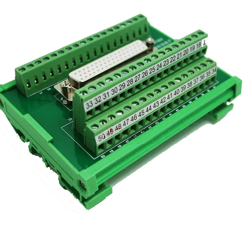 

DB50 female socket D Sub terminal block breakout board adapter cable wiring terminal DIN Rail Type