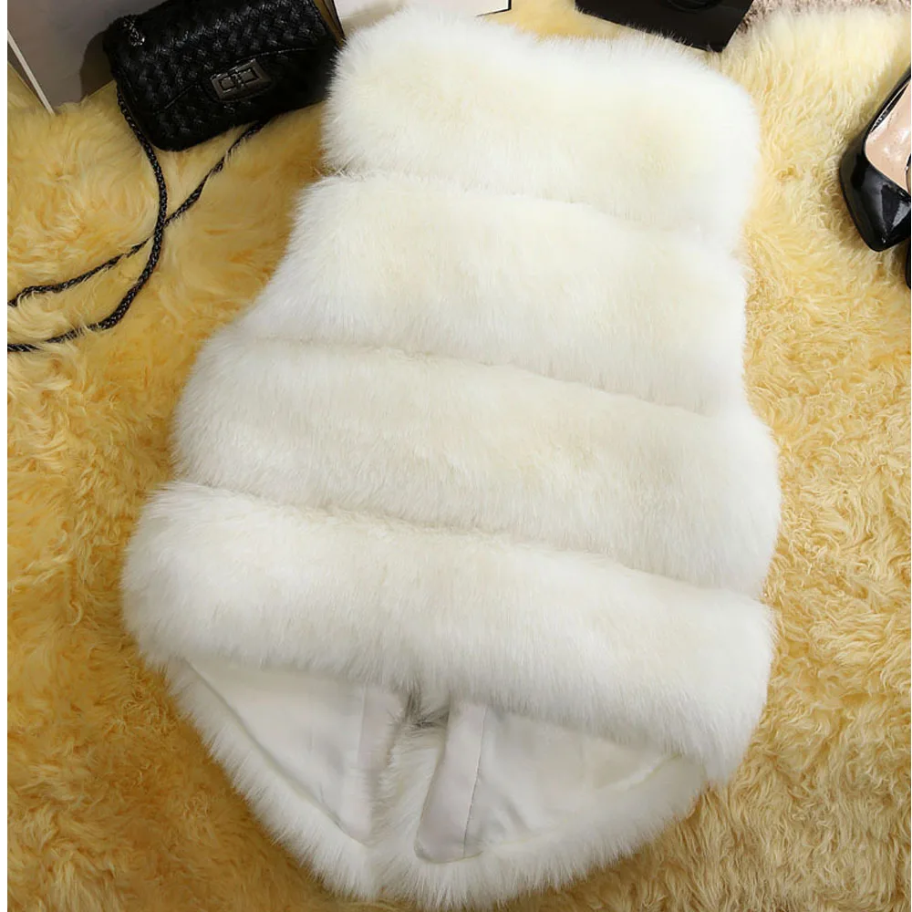 New Fashion Ladies Faux Fur Sleeveless Vest Waistcoat Gilet Wrap Jacket 2018 Outwear Womens Thick Vests Plus Size S-3XL overcoat