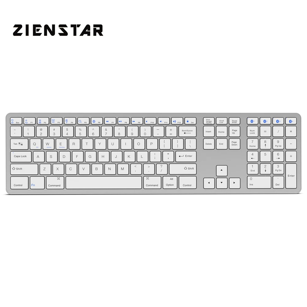 

Zienstar Multi-Channel Standard Bluetooth Keyboard for IPAD,MACBOOK,LAPTOP, Computer PC and Tablet,English Letter