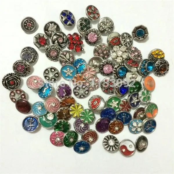 

new tation wholesale 50pcs/lot mix styles colors 12mm small button snap jewelry interchangeable ginger snap button charm