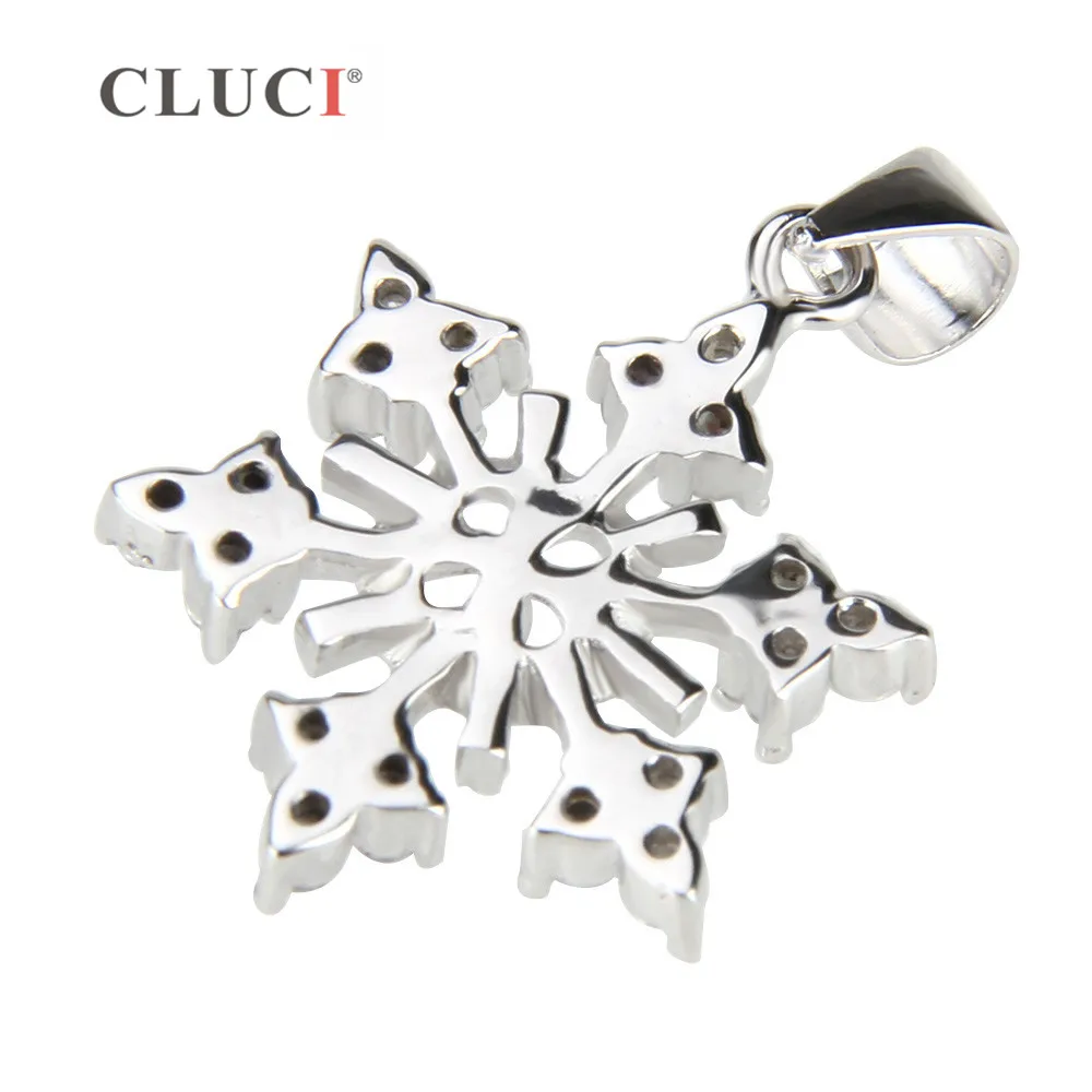 925 Sterling Silver Snowflake Shaped Pearl Pendant Mounting Silver 925 Charms Pendant Women Fine Jewelry CLUCI SP080SB