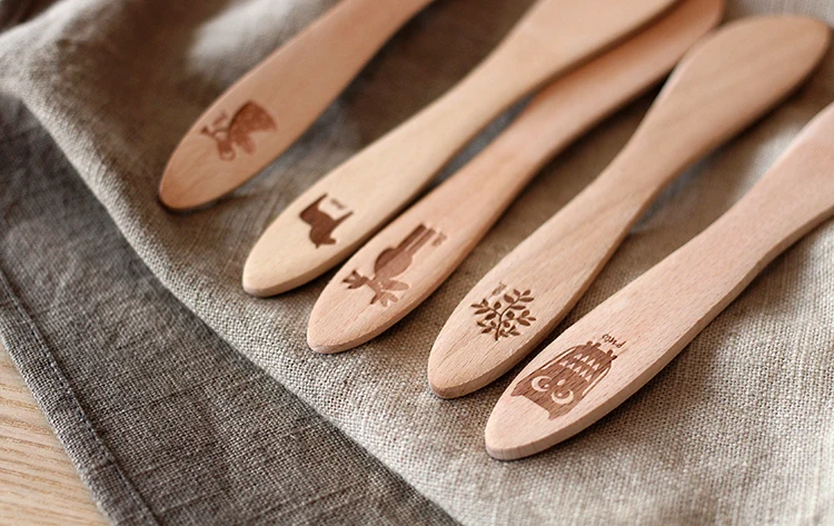 ZAKKA мультфильм творческий деревянная посуда бука ножей без краски сыра, ножи jam/масло/Торт/салат/клецки вещи ножей
