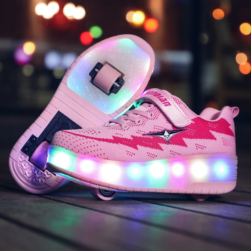 Heelies USB зарядка светодиодный Красочные Дети Мода кроссовки с два колеса роликовые коньки обувь для мальчиков и девочек синий