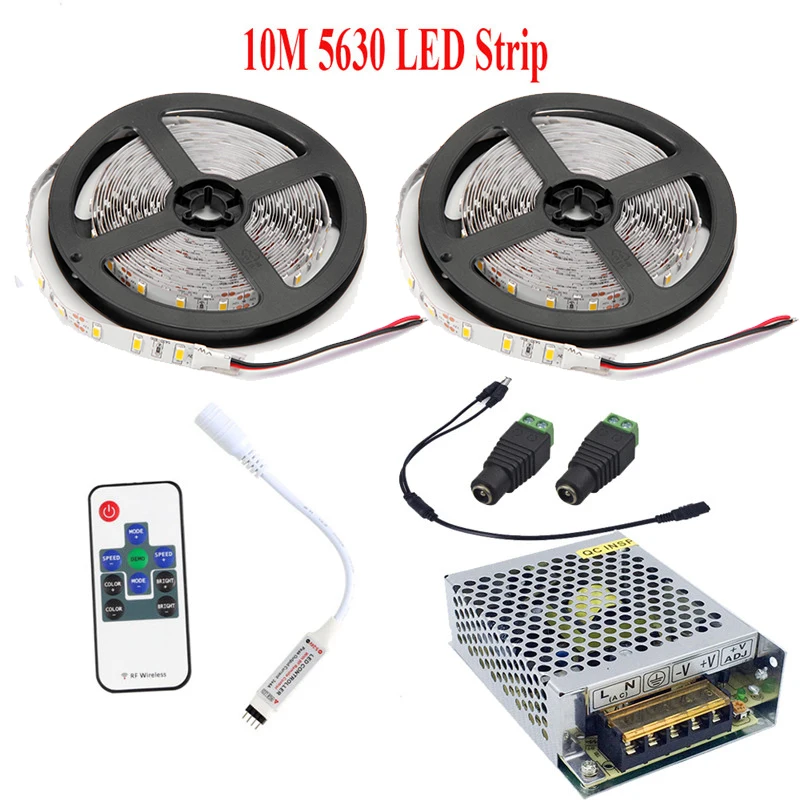#Best IP65 Waterproof 10M 5M LED Strip Light 5630 SMD DC12V 60Leds M Bar Flexible LED Tape with 3A Adapter Warm White Cold White