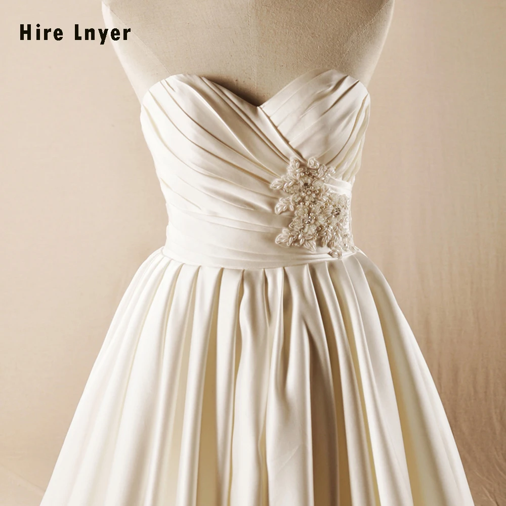 Женское атласное платье футляр HIRE LNYER Vestido Noiva блестящее свадебное с бусинами и