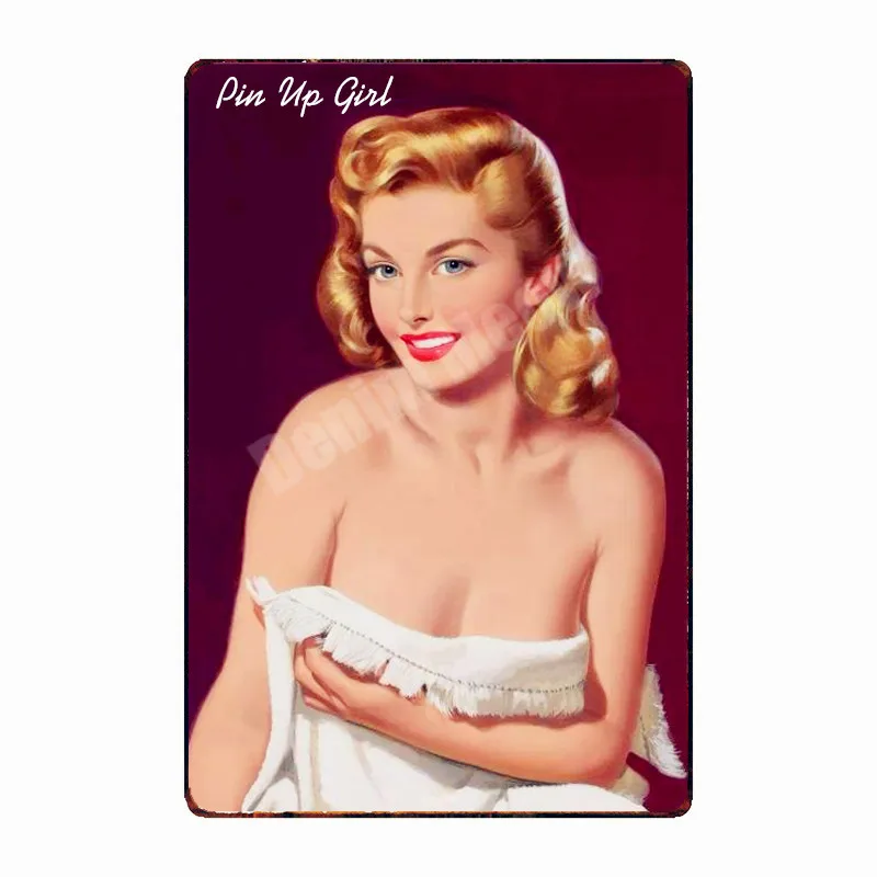 Pin Up Girl Metal Tin Signs Sexy Lady Vintage Poster Sweet Pickin Art Painting Craft Pub Bar Club Garage Home Wall Decor N292 - Color: U