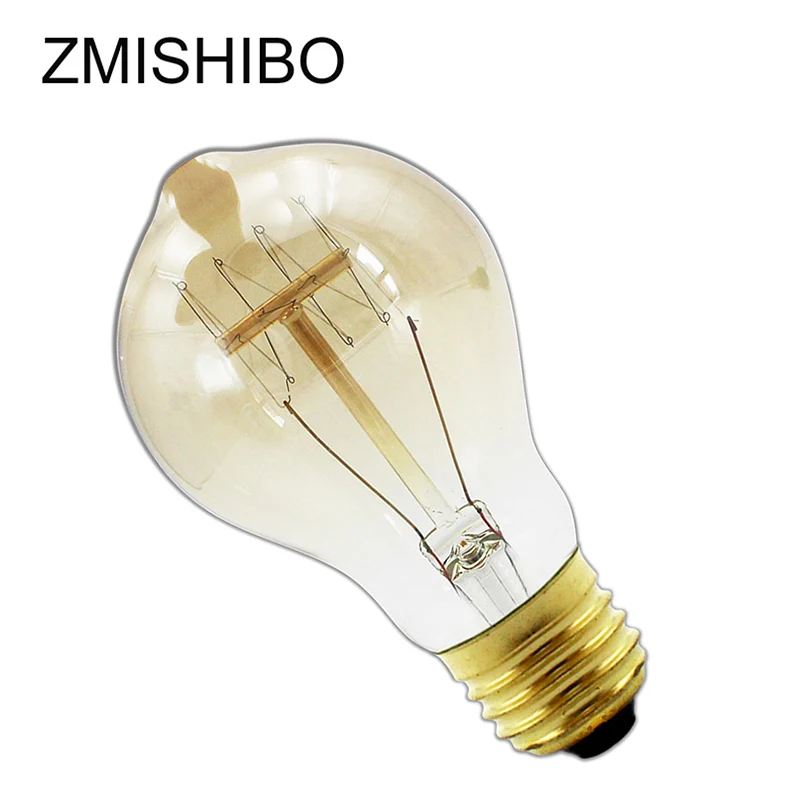 ZMISHIBO Ретро углеродная лампа накаливания E27 110-220 V 40 W ST64 A60 G95 T45 Стекло крышка теплый белый лампа накаливания Вольфрам светильники Эдисона - Цвет: A60 110V to 130V