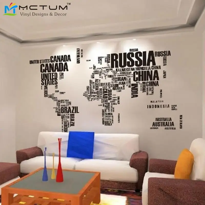 

New 2014Global World Map Atlas Vinyl Wall Art Decal Sticker Wall Sticker Home Decoration Large Size 190x116CM