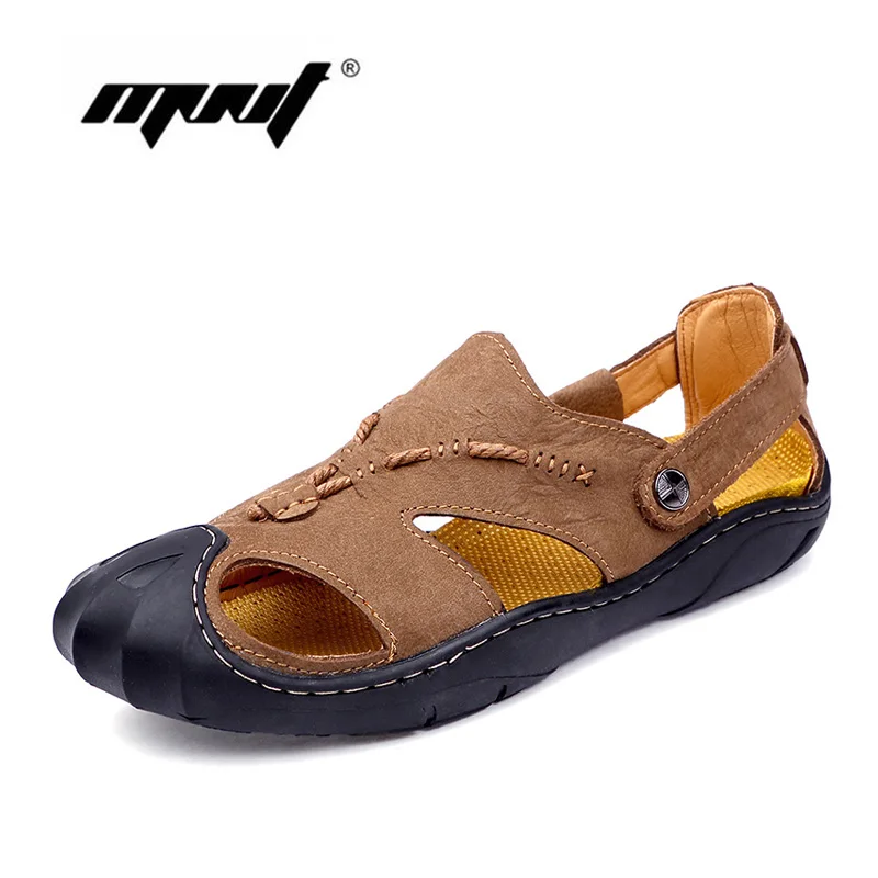 Natural Leather Men Sandals Waterproof Summer Shoes Handmade
