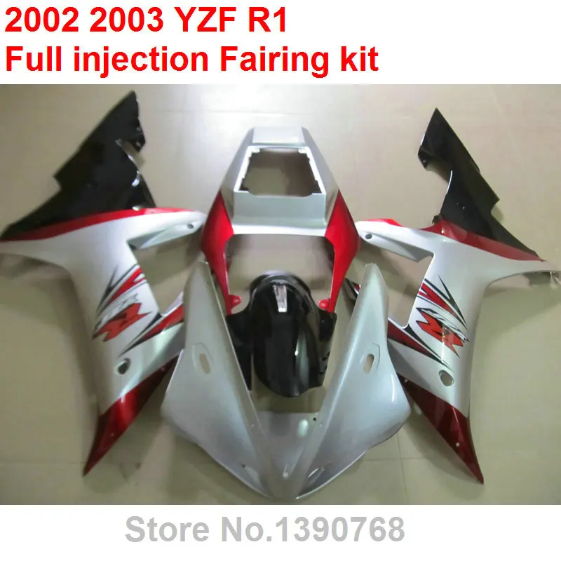 

Fairing kit for Yamaha YZF R1 2002 2003 silver black red bodywork parts fairings set YZFR1 02 03 BV11