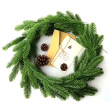 50 шт., искусственные сосновые ветки, пластиковые сосновые листья, Рождественское украшение, искусственная листва, цветок, сделай сам, рукоделие, венок, Еловая ветка
