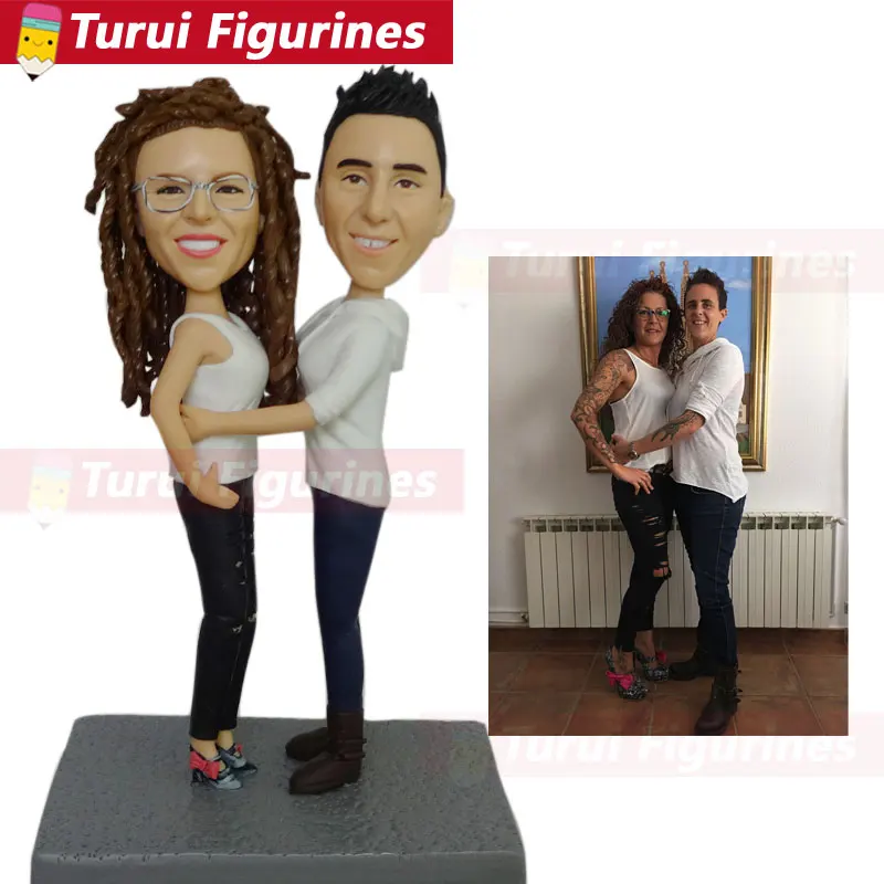 photo to figurines handcrafted mini statuette custom two people bobblehead figurines from moldeling soft clay waterproof dolls