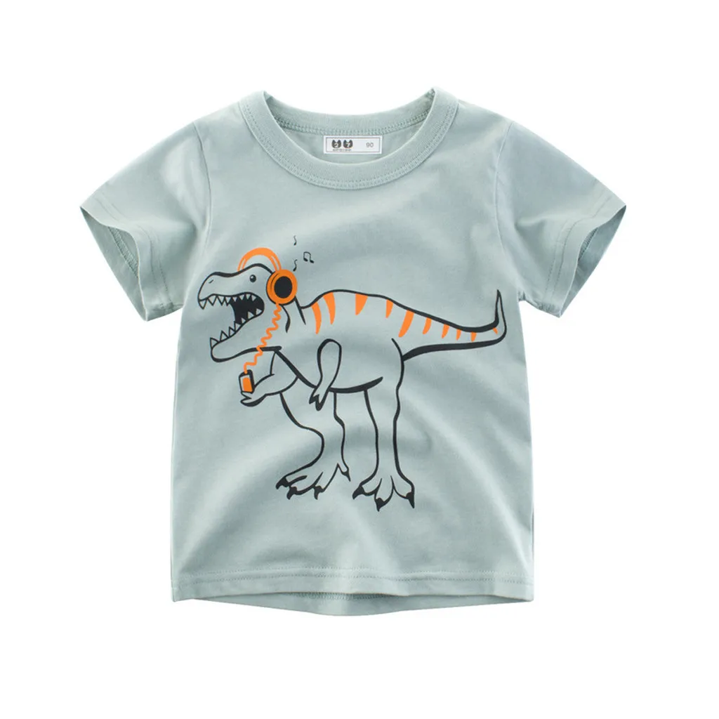 

Cartoon Printed Baby T Shirt Dinosaur Print Casual Girl Boy Unisex Clothing Long Sleeve O Neck Tops Outfits Clothes Children Tee