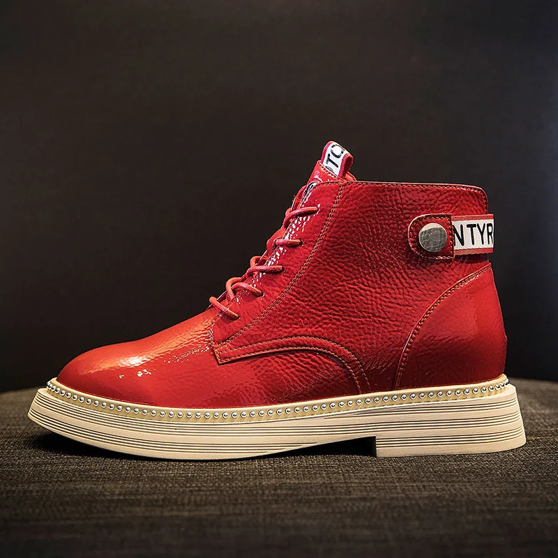 Haisum/женские ботинки модные ботинки женские ботинки из лакированной кожи на платформе; сезон весна-осень H-811 - Цвет: Красный