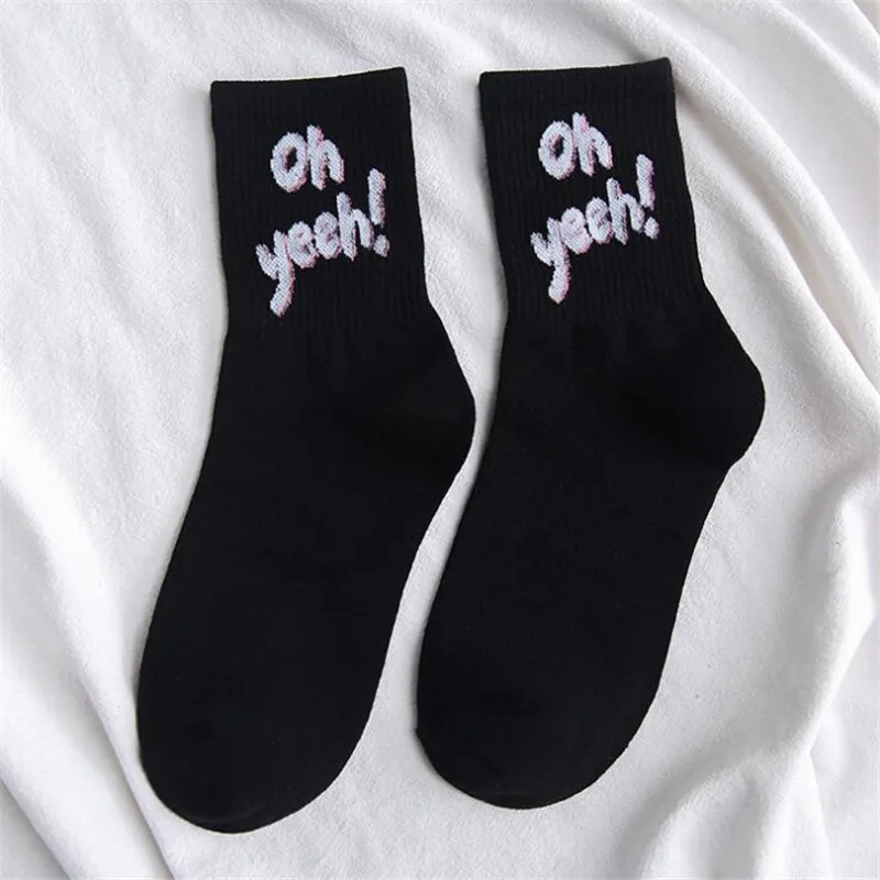 Женские носки хлопковые новые модные милые носки с надписью «спасибо» забавные носки для девочек, женские хлопковые носки без пятки с 3D принтом, Meias - Цвет: 2