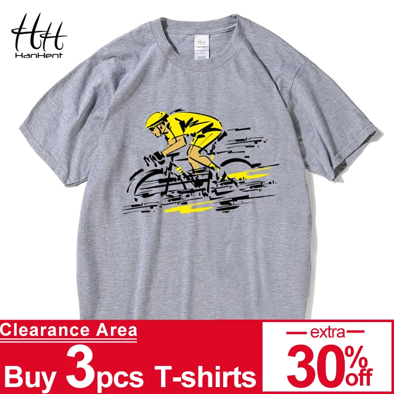 

HanHent New Bicycle T-shirts Men's Cotton Tops Tees Loose Style Summer T shirts 2017 Streetwear Fitness Tee shirts Crossfit Boys
