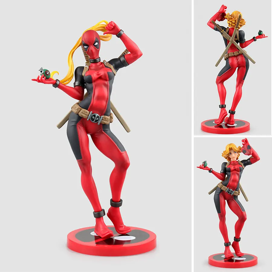 

Kotobukiya 24cm Lady Deadpool PVC Action Figures Interchangeable head Girl Ver. Collection Model Toys Friend Gift