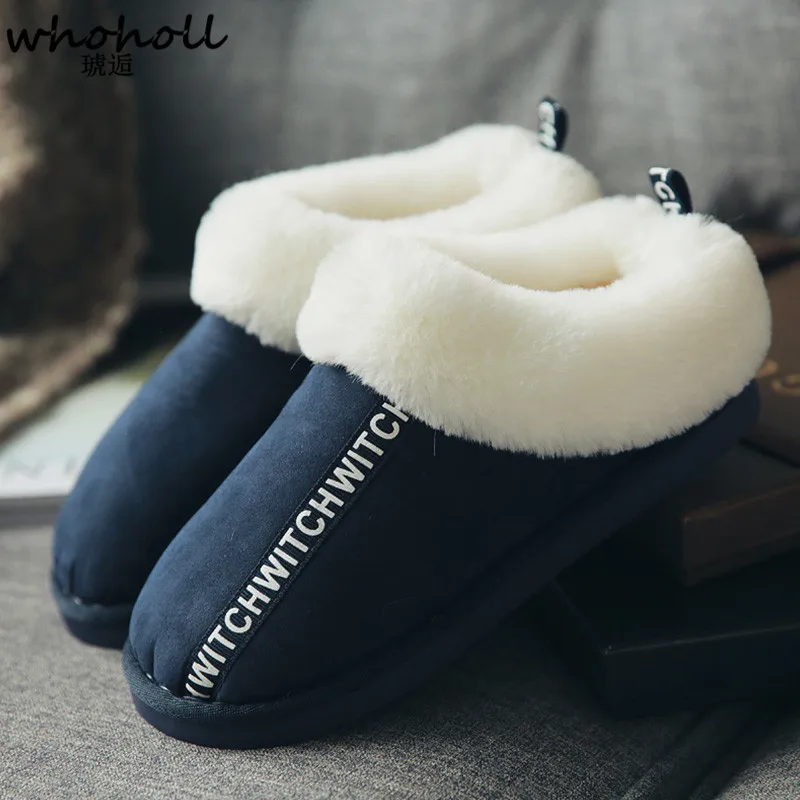 

WHOHOLL Couple lovers Cotton Slippers Women's Thick Bottom Winter slippers Warm Indoor house shoes Soft Bottom Home slippers