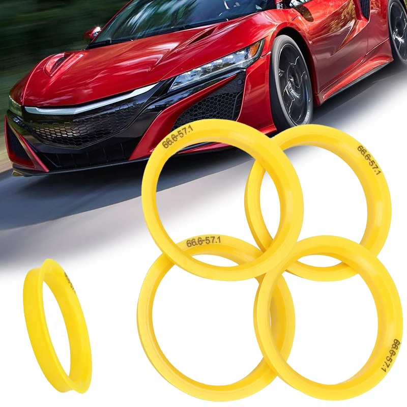 4 шт. 66,6-57,1 мм Желтая Пластиковая Ступица колеса центриковые кольца для Audi Skoda обода колеса запчасти автомобильные аксессуары