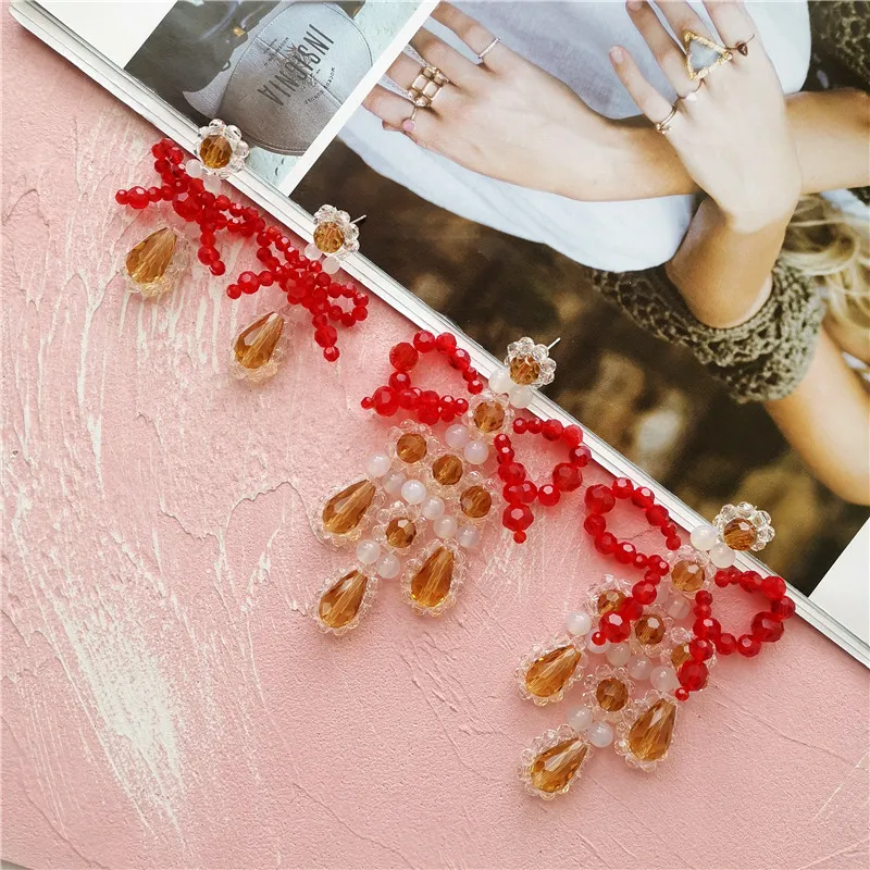 

Hot Sale New Fashion Bright Bow-Knoted Handmade Drop Earrings for Women