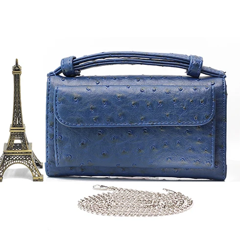 Высококачественная сумка через плечо из змеиной кожи, дневной клатч, маленький клатч из натуральной кожи с узором «крокодиловая кожа», женский подарок для путешествий - Цвет: Ostrich Deep Blue