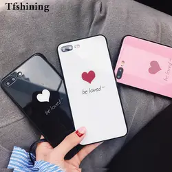 Tfshining Мода 2018 г. закалённое Защитное стекло для apple iPhone X 8 7 6 6s плюс милый сердце любовь полная защита стекло силиконовый чехол