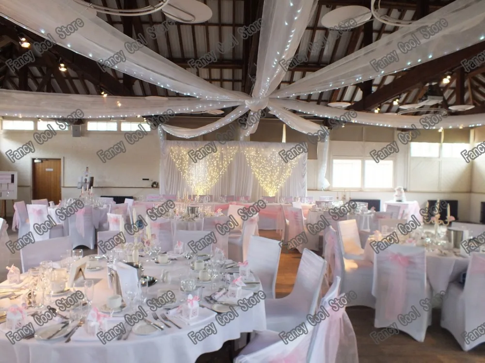 Us 130 0 12 Pieces Roof Ceiling Drape Canopy Drapery For Decoration Wedding Fabric 0 7m 10m Per Piece Roof Polyester Knitted Fabric In Banners