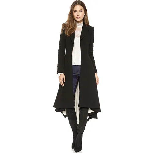 2016 New Arrival Women s Simple Metal Cufflinks Fold Lapel Suit After Tail Wind Coat Overcoat