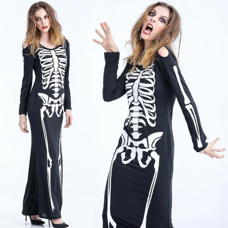 Halloween Zombie Pattern Print Women Long Robe