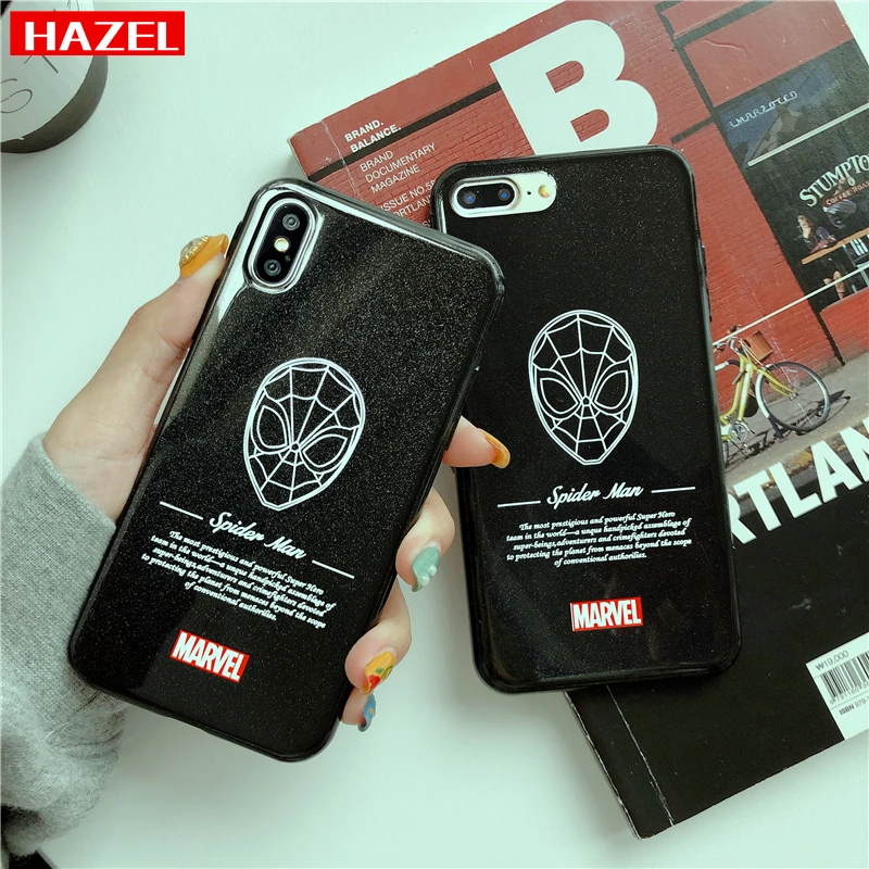 

Marvel Spiderman cover case for iphone 6 6S 7 plus 8 plus X 10 XS XR Max Glossy glitter Wear resistant slip beautiful phone case