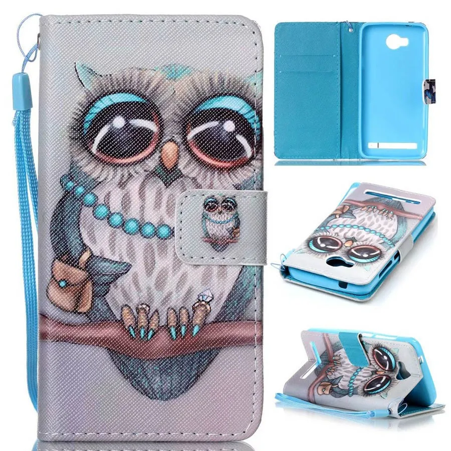 Wallet Case Pouch Pu Leather Cover Phone Cases Cartoon Pattern Flip Protective Covers For Huawei Y3 II With Stand Card Holder -10