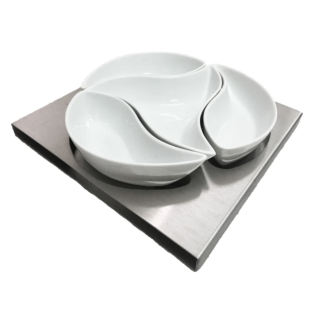 CHEFHUB 4Pcs Multipurpose Ceramic Seasoning Dishes Appetizer Plates, Multicolor Leaf Shape