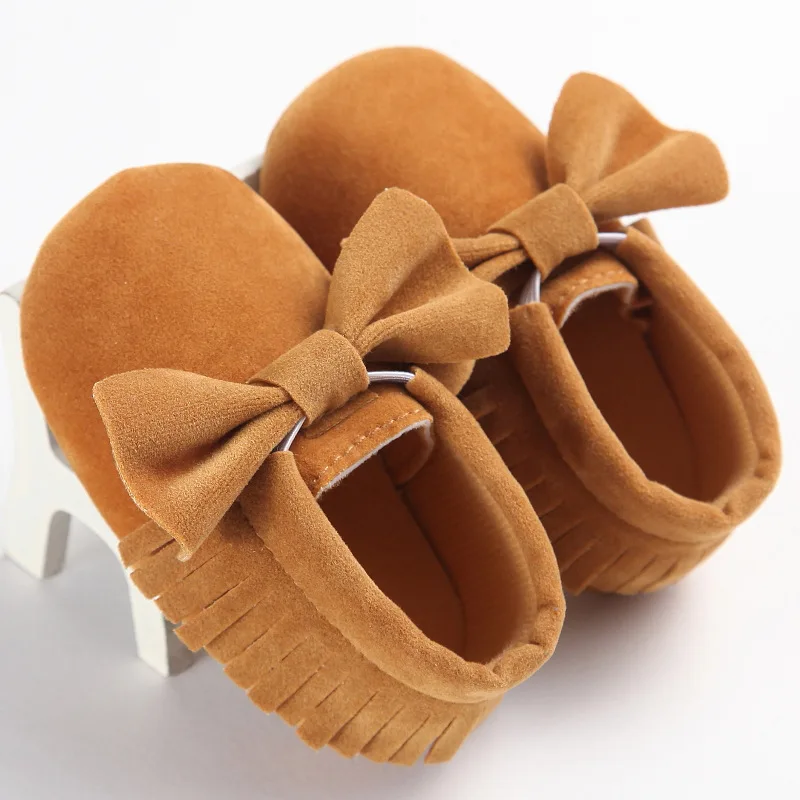E & bainel для маленьких девочек Обувь лук замша искусственная кожа детские мокасины новорожденных Обувь для малышей Мягкие малышей обуви