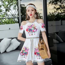 Сексуальный цельный купальный костюм, летние купальные костюмы для женщин, женская одежда, юбка, Пуш-Ап купальный костюм, Большой размер, полиэстер