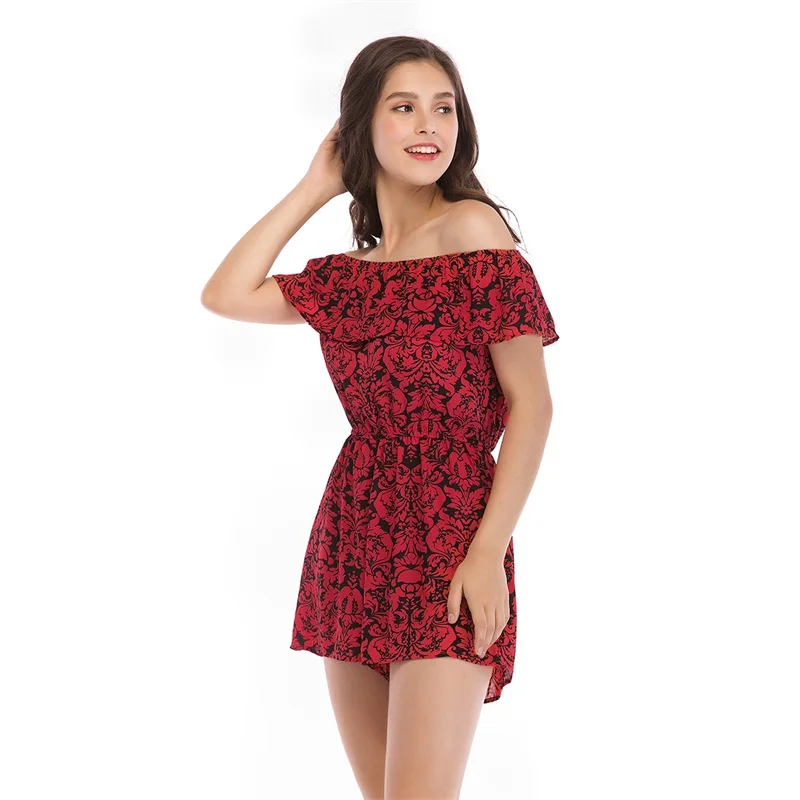 WEAVERS Women Elegant Off Shoulder Jumpsuits Short Sleeve Flower Printed Summer Playsuit Women Clothing Short Overalls RP2242 Jumpsuits and Playsuits