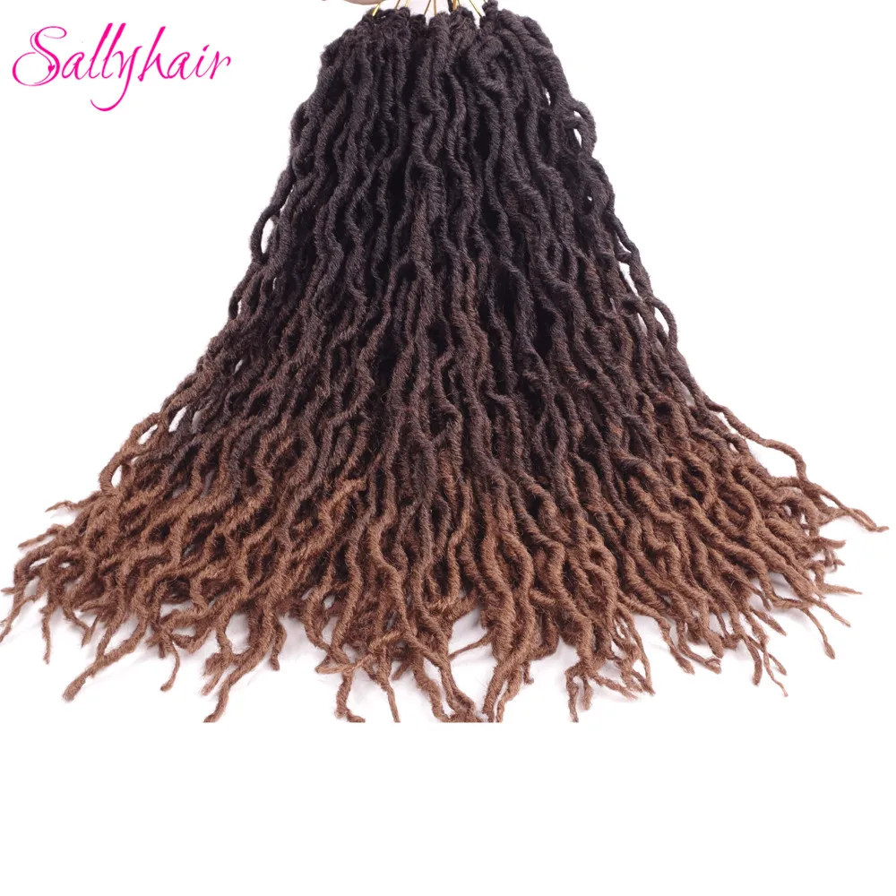 Sallyhair вязанные косички для наращивания волос 24 пряди/упаковка Faux locs Curly Ombre синтетические плетеные волосы 18 дюймов