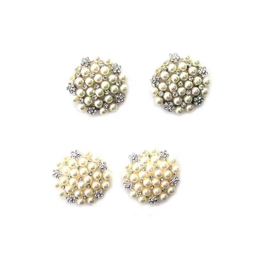 25mm Crystals pearl metal domed floral charm decorative flatback buttons wedding gift ornament accessories 12pcs x