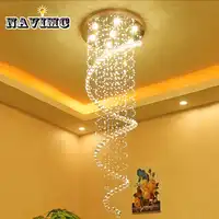 Modern K9 Crystal Chandeliers Large LED Spiral Living Room Lighting Fixture for Staircase Stair Lamp Showcase Bedroom Hotel Hall