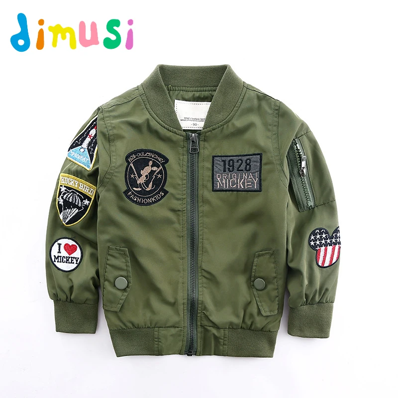 Kaufen DIMUSI Frühling Jacken für Jungen Mantel Armee Grün Bomber Jacke jungen Windjacke Herbst Jacke Patchwork Kinder Kinder Jacke BC004