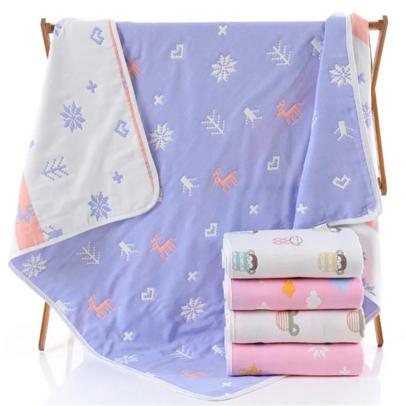 

Baby Muslin Blankets Swaddling 100% Cotton Swaddle Wrap for Newborn Babies 6 Layer Character thick Bath Towel Blanket