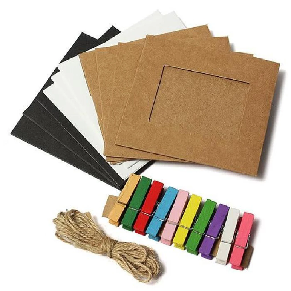 

Newest 10pcs Paper Photo Frame Clip Linen Jute Rope Wall Decoration Craft Paper Frame