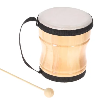 

High Quality Kids Children Toy Wood Hand Bongo Drum Musical Percussion Instrument with Stick Strap