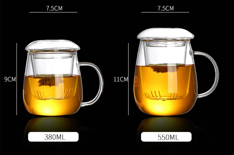caneca de chá estilo chinês com tampa filtro xícara de café conjunto de chá canecas cerveja bebida escritório transparente copo de vidro