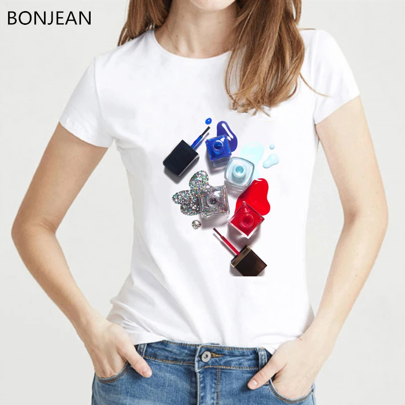 

Women clothes 2019 vogue Nail Polish t shirt femme 90s aesthetic art print tshirt female camiseta mujer t-shirt streetwear