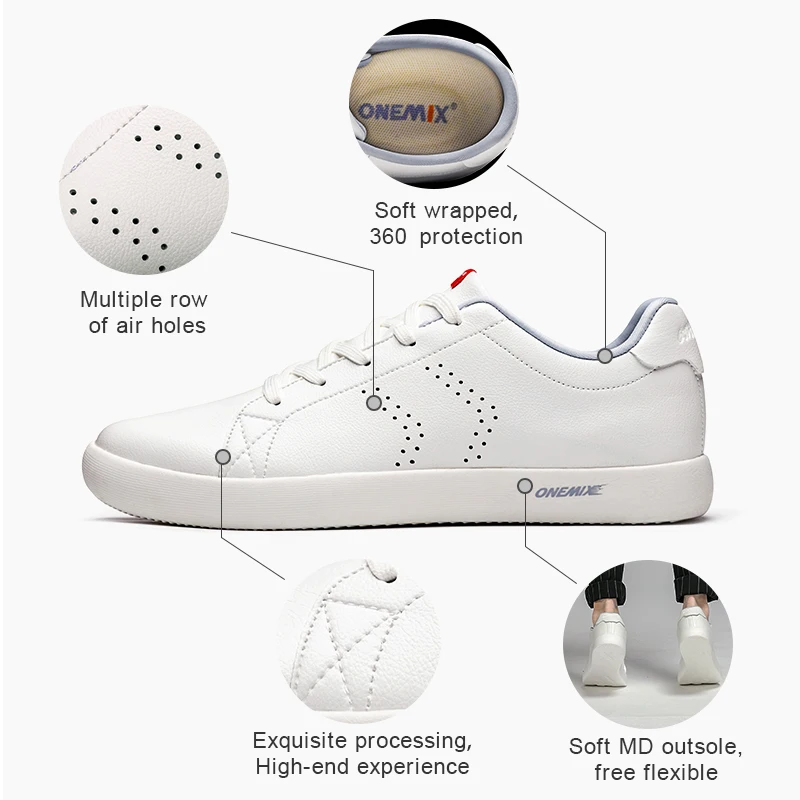 ONEMIX زوجين عارضة الأحذية المسطحة الرجال حذاء رياضة ستوكات الجلود التزلج الأحذية خفيفة الوزن المشي Masculino Zapatos دي موهير